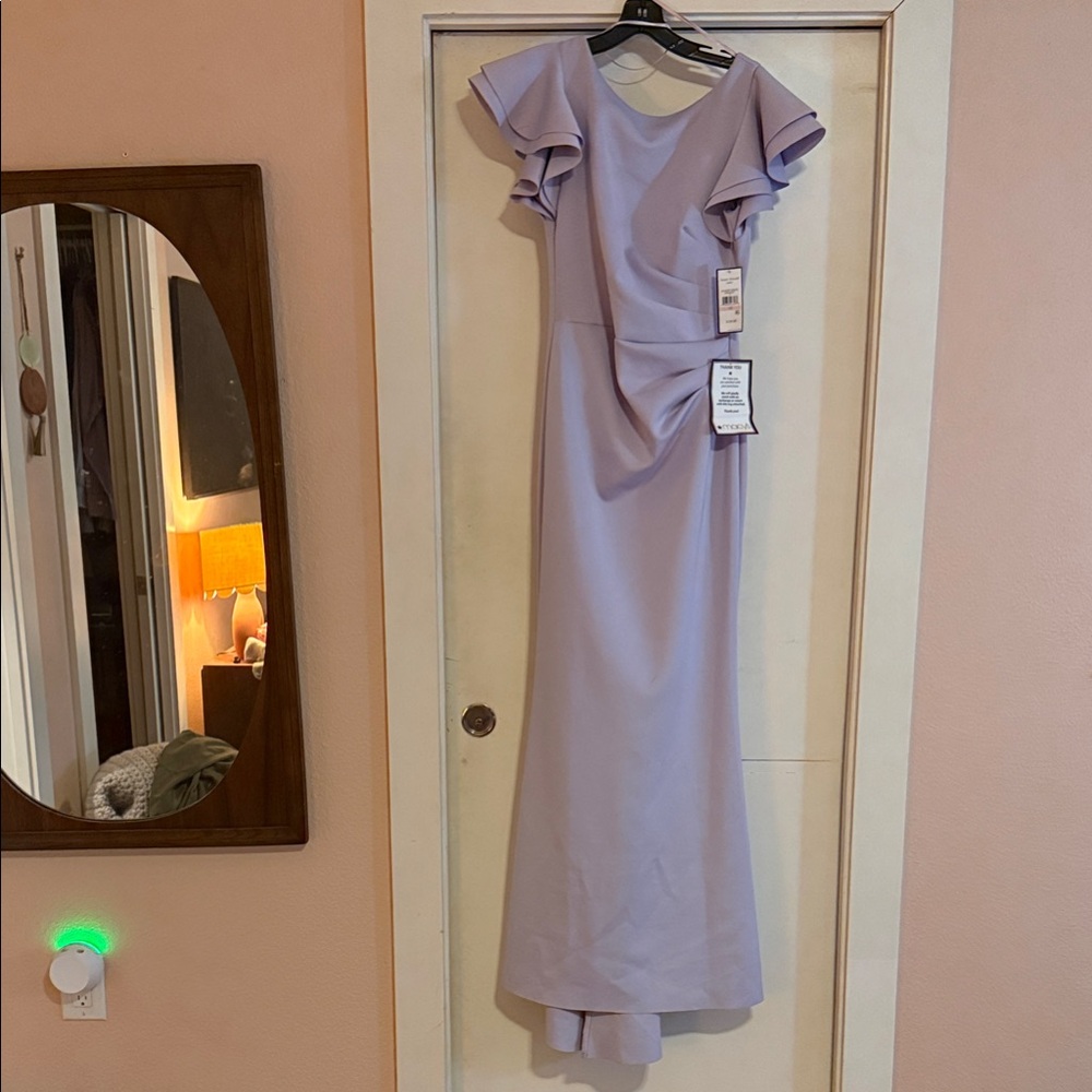 Jessica Howard Lavender Maxi Dress with Ruffle Sleeves